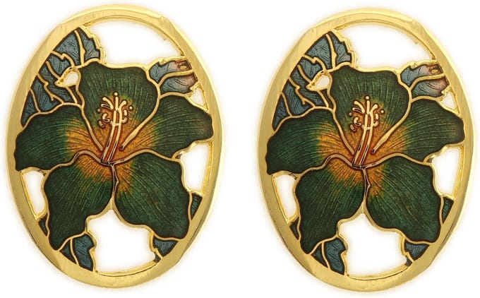Behave - Oorclips dames - bloemmotief - groen - 2,7 cm