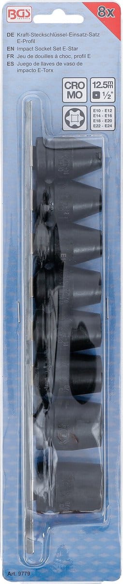 BGS Kracht-dopsleutelset E-profiel 1/2 E10 - E24 8 delig
