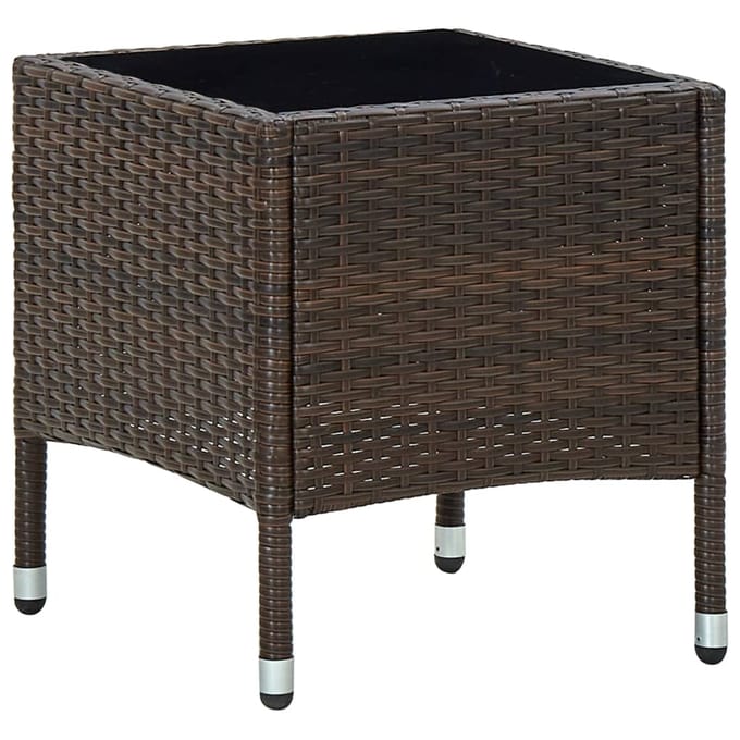 vidaXL - Tuintafel - 40x40x45 - cm - poly - rattan - bruin