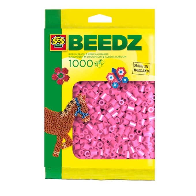 SES Creative - Beedz - Roze - Strijkkralen - 1000 Stuks - PVC Vrij - Vanaf 5 Jaar