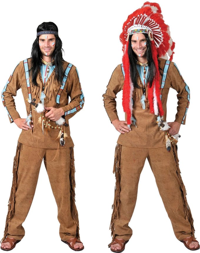 Verkleedpak Indiaan krijger man Pow Wow Man 52-54