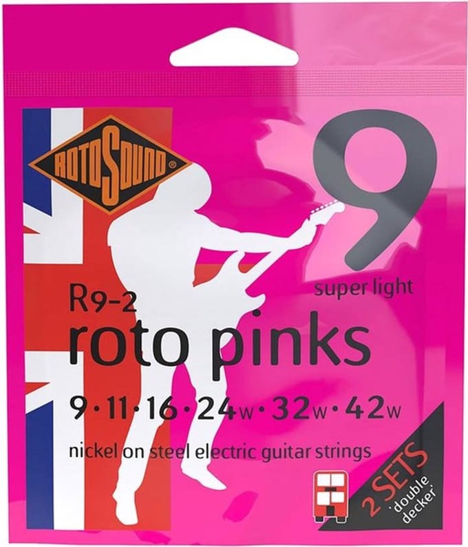 Rotosound R9-2 Pinks Gitaarsnaren voor Elektrische Gitaar (9-42) 2-Pack
