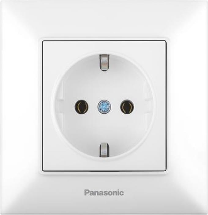 Panasonic-Stopcontact-Wit-Wandcontactdoos-Randaarde-Compleet-Arkedia Slim Serie