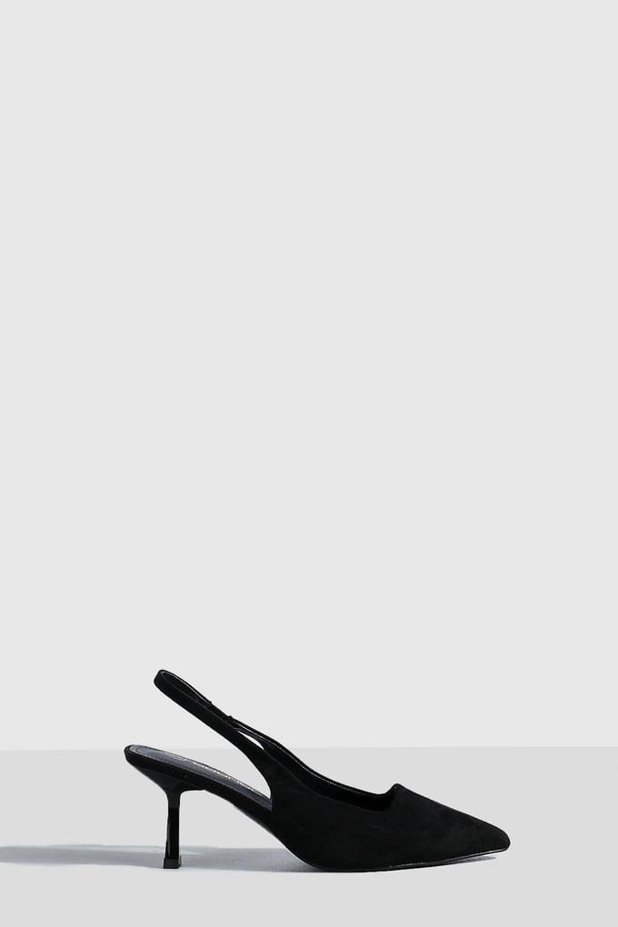 boohoo Dames Low Stiletto Slingback Court Shoe | Black | Maat: 3