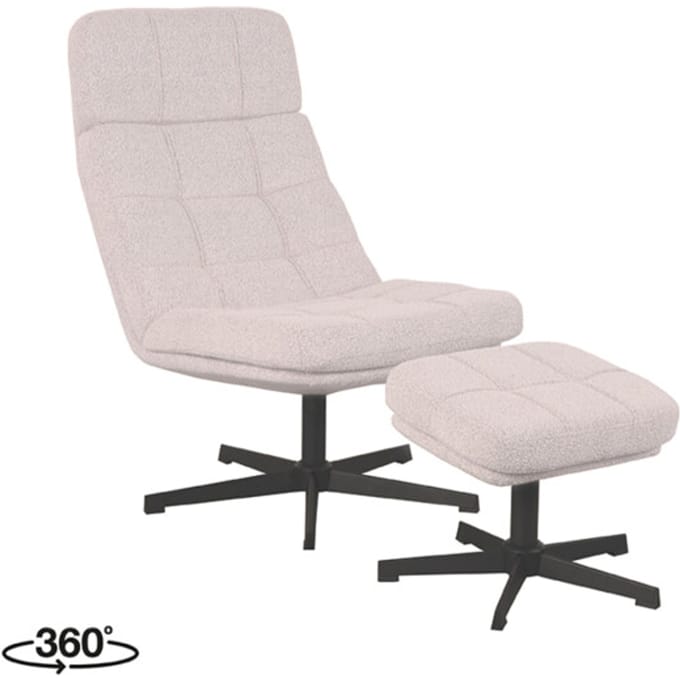 LABEL51 Alvar Fauteuil - Naturel - Stof - Incl. Hocker - -