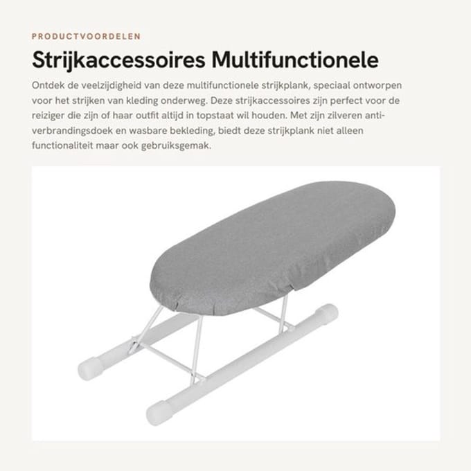 Strijkplank Multifunctioneel - Opvouwbaar - Wasbaar - Antislip - Stalen Buis - Voor Kleding en Reizen - Mini Strijkplank