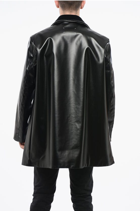 MM4 MM14 Waterdichte trenchcoat met fluwelen kraag in zwart