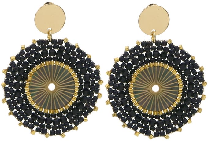 Oorbellen met glaskralen – zwart – 5x4 cm