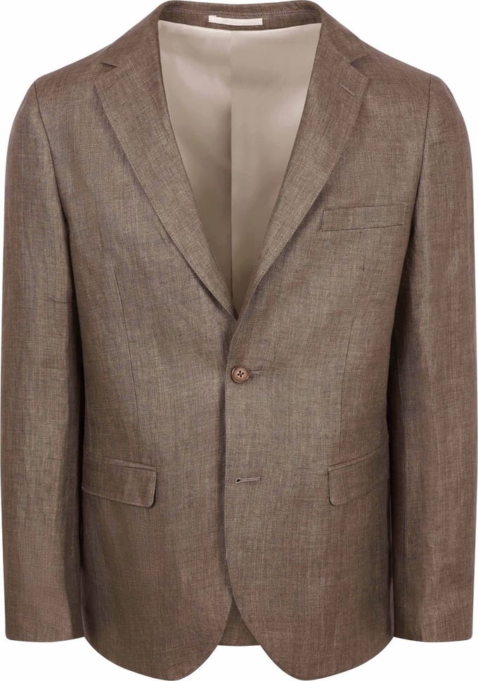 Suitable Blazer Linen Twill Bruin - Maat 54 - Heren blazer