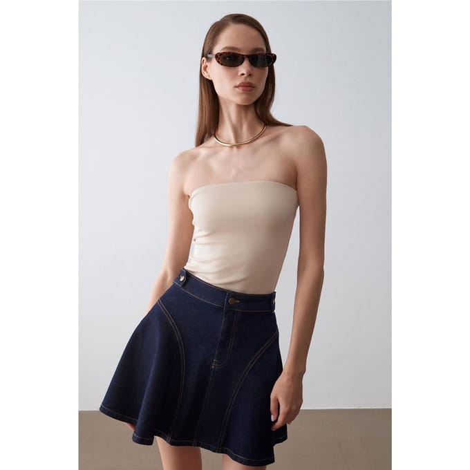 Hoge Taille Mini Skater Rok