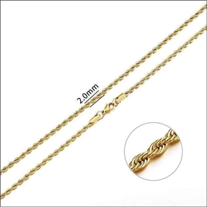 Halsketting - Goudkleurige koordschakel ketting - 2mm - 65cm