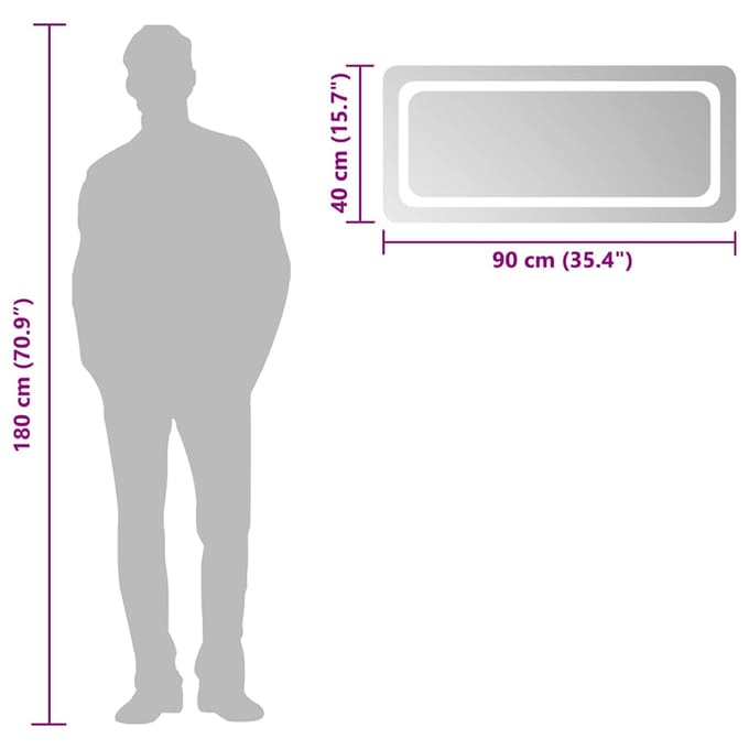 vidaXL - Badkamerspiegel - LED - 90x40 - cm
