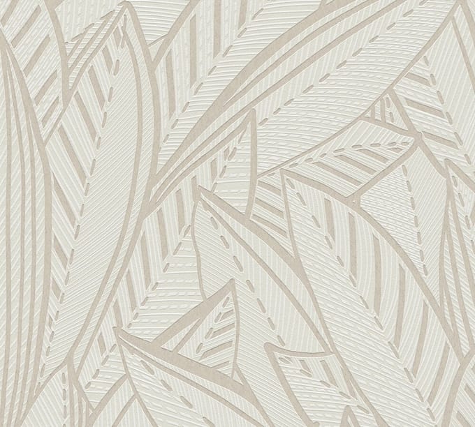 PALMBLADEREN BEHANG | Botanisch - Wit Grijs - A.S. Création French Affair