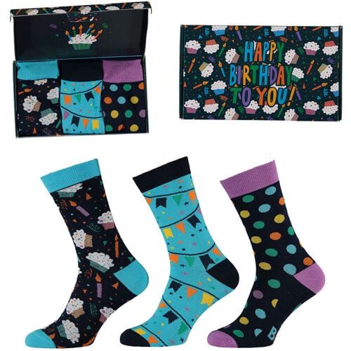 Apollo Sokken Giftbox Verjaardag Heren Balloons & Dots met gratis wenskaart