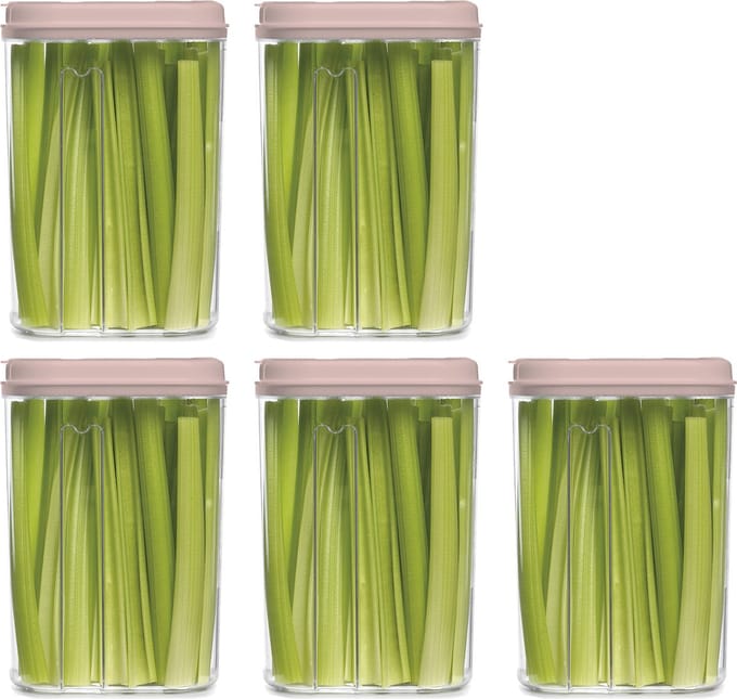 Plasticforte Voedselcontainer strooibus - 5x - lichtroze - 1500 ml - kunststof - voorraadpotten