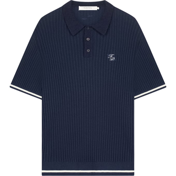 Filling Pieces 422670500246 Polos Donkerblauw Knit Polo Boucle