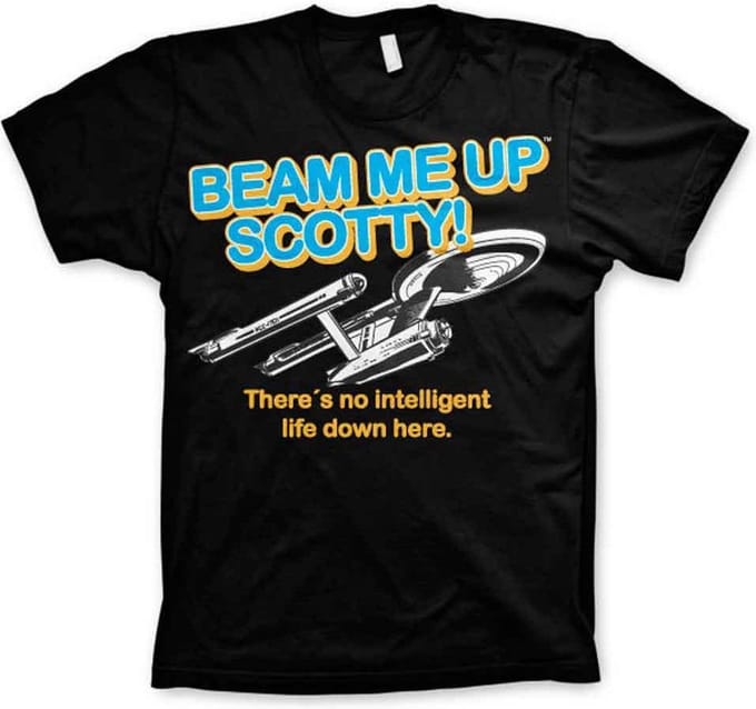 Star Trek Heren Tshirt -S- Beam Me Up Scotty Zwart