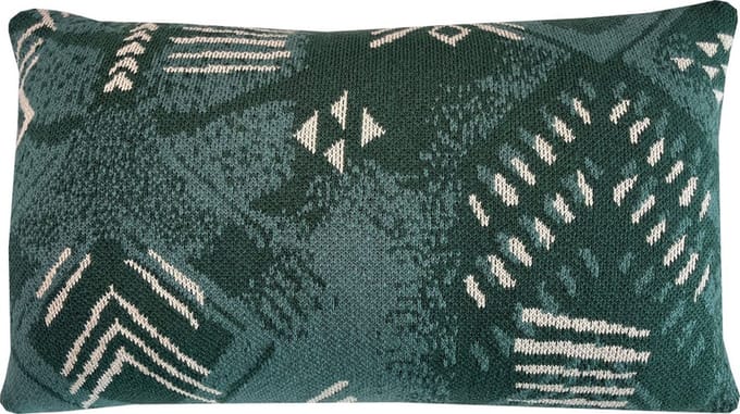 Funny block dye knitted cushion green