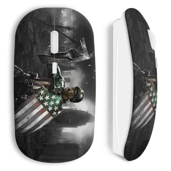 Souris Sans Fil - Capitaine America - Noir - Clé USB WiFi incluse - Compatible Mac et PC
