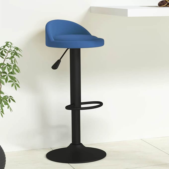 vidaXL Barkruk fluweel blauw
