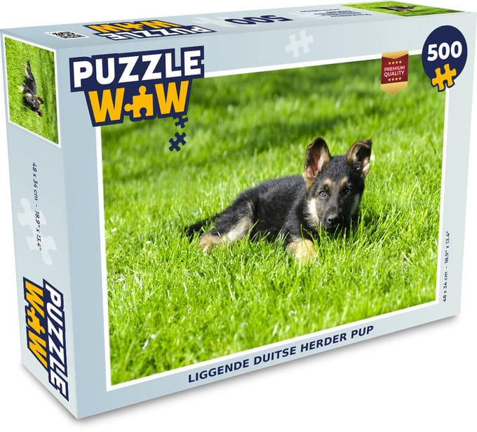 Puzzel Liggende Duitse herder pup - Legpuzzel - Puzzel 500 stukjes