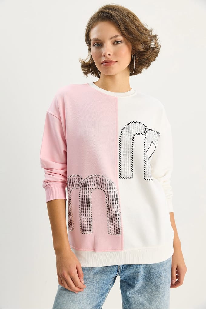 Oversized Logo Print Crewneck Sweatshirt