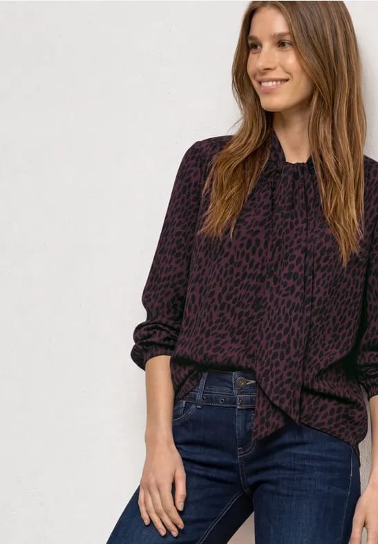 Blouse met lange mouwen en strikdetail