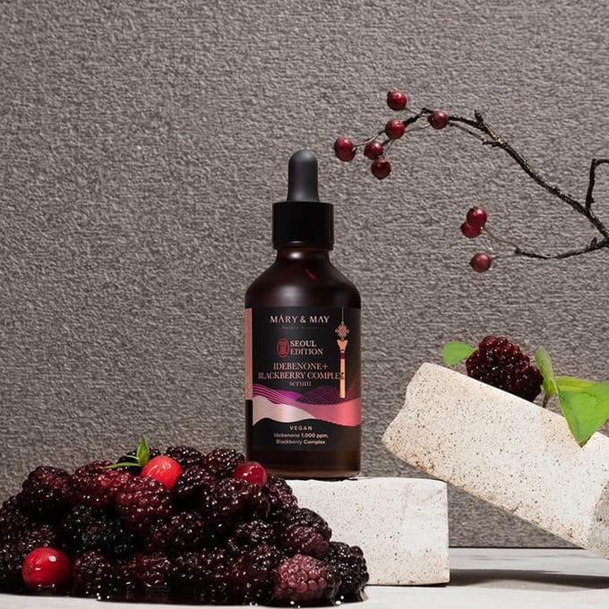 Mary & May, Seoul Edition, Idebenone + Blackberry Complex Serum, 80 ml(2.7 fl oz) black