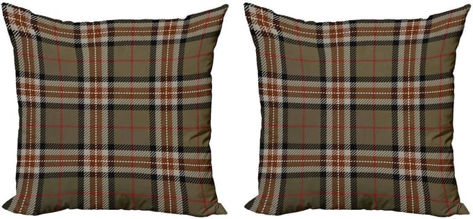 ABAKUHAUS Geruit kussenhoezen-set – 2x60x60 cm – microvezel