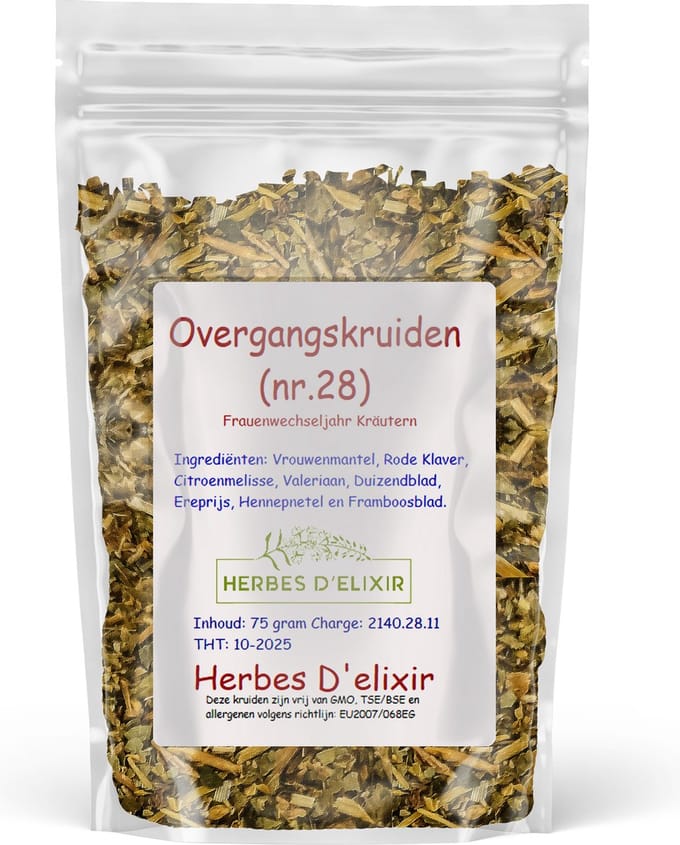 Herbes D'elixir Overgang Kruidenthee - Losse Thee - 75 Gram - Menopauze - Natuurlijke Ingrediënten