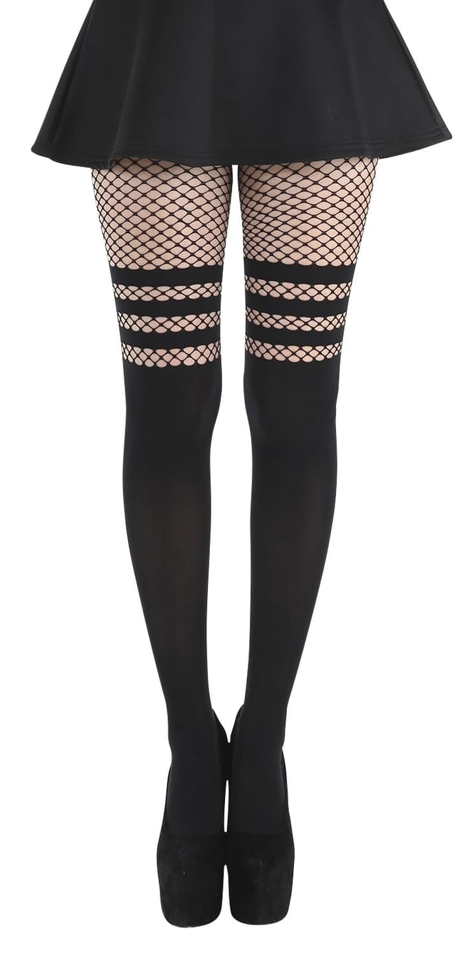 Pamela Mann - Gothic Maillot - Fishnet - voor Vrouwen - zwart