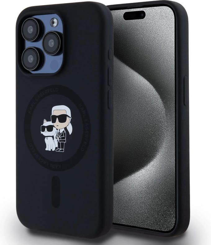 Karl Lagerfeld Silicone Karl&Choupette MagSafe case for iPhone 15 Pro - black