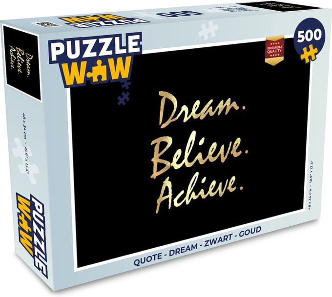 Puzzel Quote - Dream - Zwart - Goud - Legpuzzel - Puzzel 500 stukjes