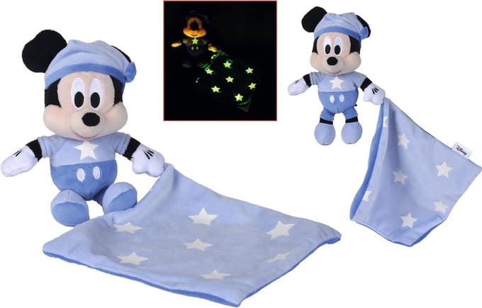 Mickey Mouse Knuffeldoekje (Glow In The Dark) Pluche Knuffel 25 cm