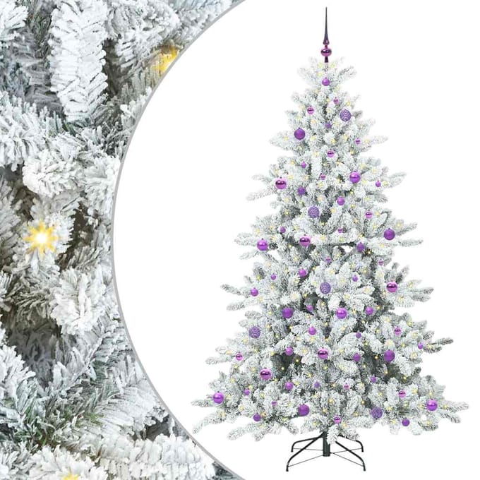 vidaXL - Kunstmatige - Hinged - Kerstboom - Wit - 210 - cm - PVC - en - Staal