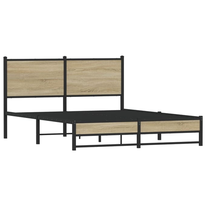 vidaXL - Bedframe - zonder - matras - metaal - sonoma - eikenkleurig - 137x190 - cm