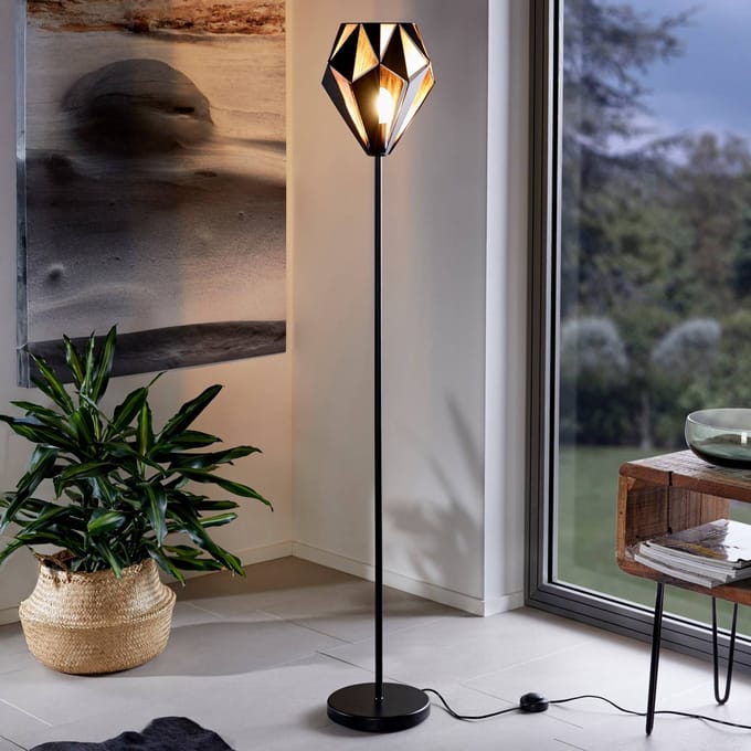 EGLO Carlton 1 Vloerlamp - E27 - 152,5 cm - Zwart/Koper