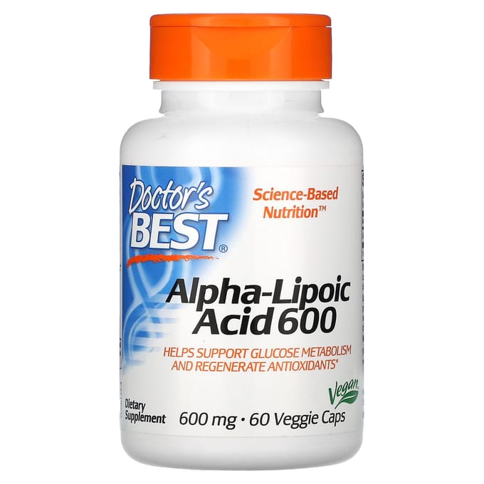Doctor's Best, Acide Alpha-Lipoïque 600, 600mg, 60 Capsules Végétales
