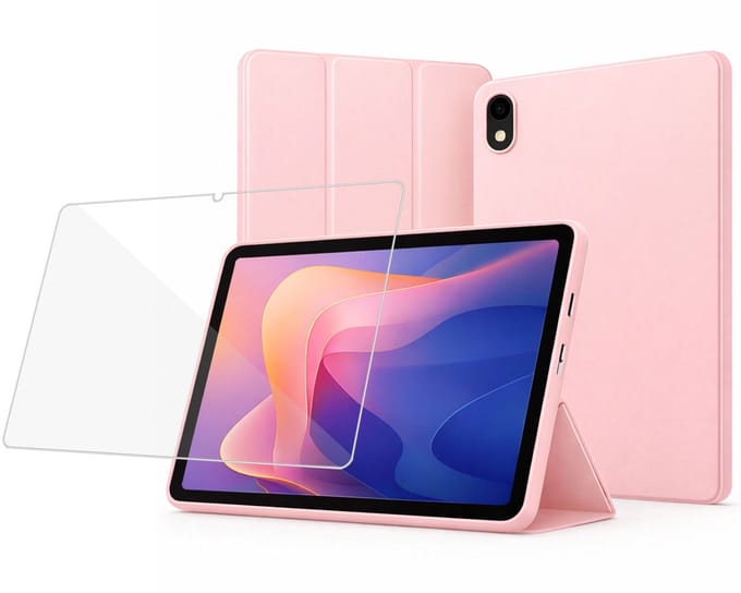 TechNow Hoesje + Screenprotector geschikt voor Samsung Galaxy Tab S11 Hoesje – Glas - Extreme Shock Case – Smart Case - Rose