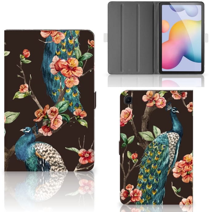 Samsung Galaxy Tab S6 Lite | S6 Lite (2022) Flip Case Pauw met Bloemen