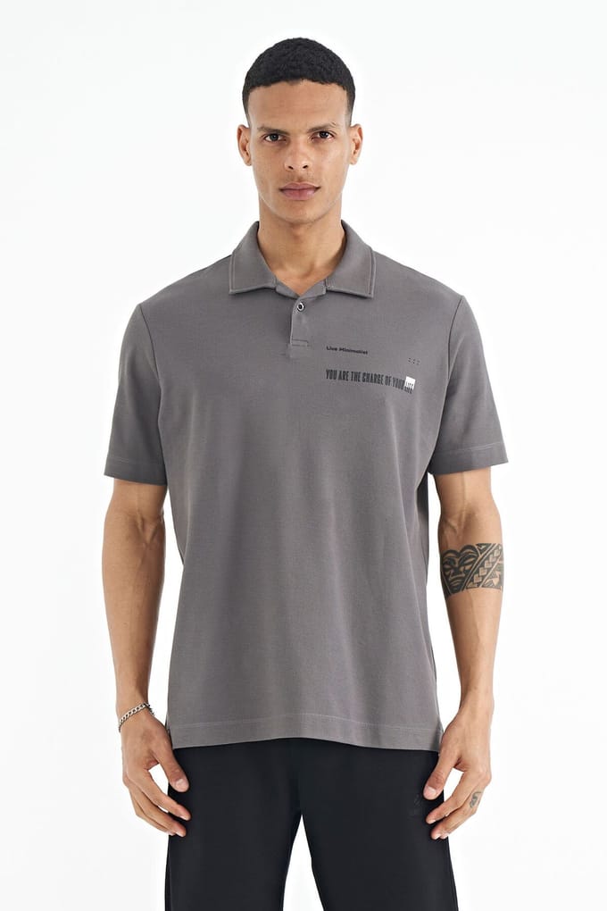 Heren Katoenen Polo T-Shirt Met Tekstprint