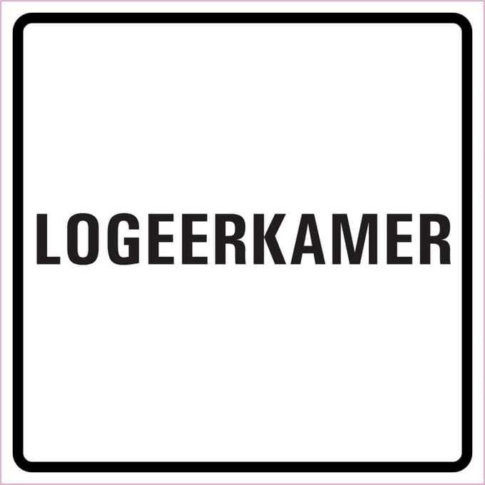 Logeerkamer sticker, wit zwart 100 x 100 mm
