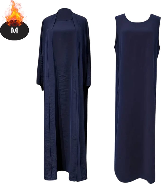 Nivard Islamitische Kleding - Djellaba Dames - Moslim Kleding - Arabisch Dames Kaftan - Alhamdulillah - Marineblauw M