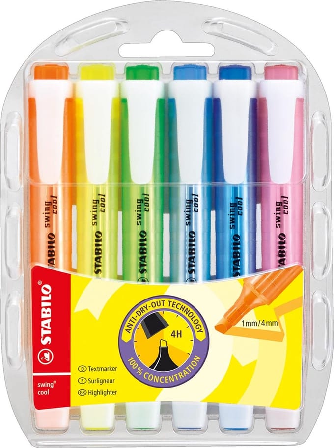 Markeerstift stabilo swing cool 275/6 6st assorti | 5 stuks