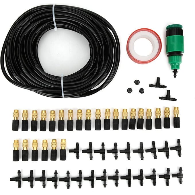 Kit d'arrosage goutte à goutte avec tuyau de 25M Ensemble d'équipement d'irrigation pour Jardin Serre Potager Terrasse Pelouse black
