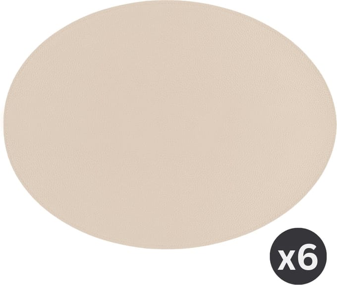ZICZAC - Placemat TRUDO - SET/6 - lederlook - 33x45 cm - Ovaal, beige