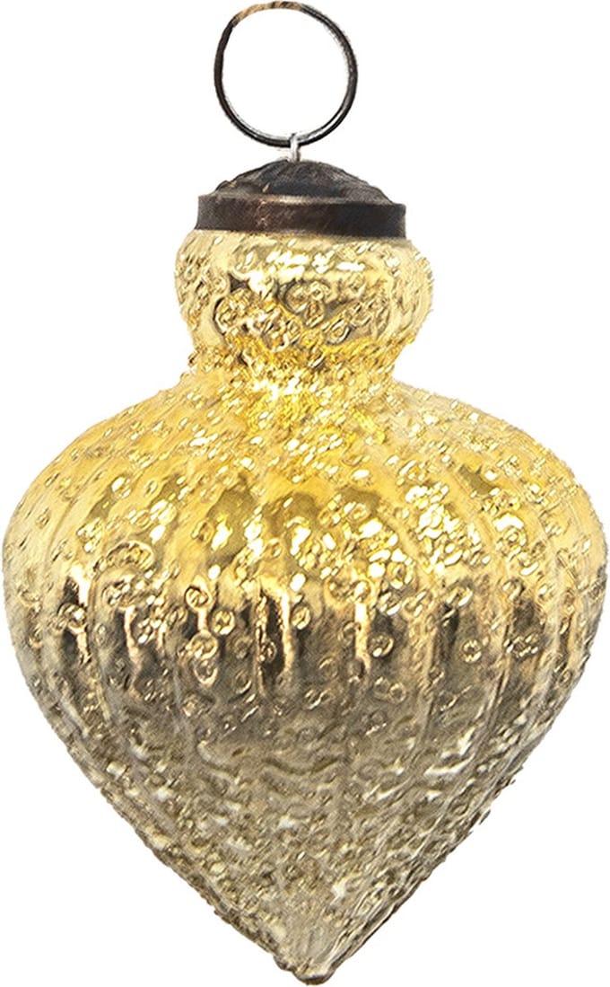 Clayre & Eef Kerstbal Overig Ø 8 cm Goudkleurig Glas Kerstballen