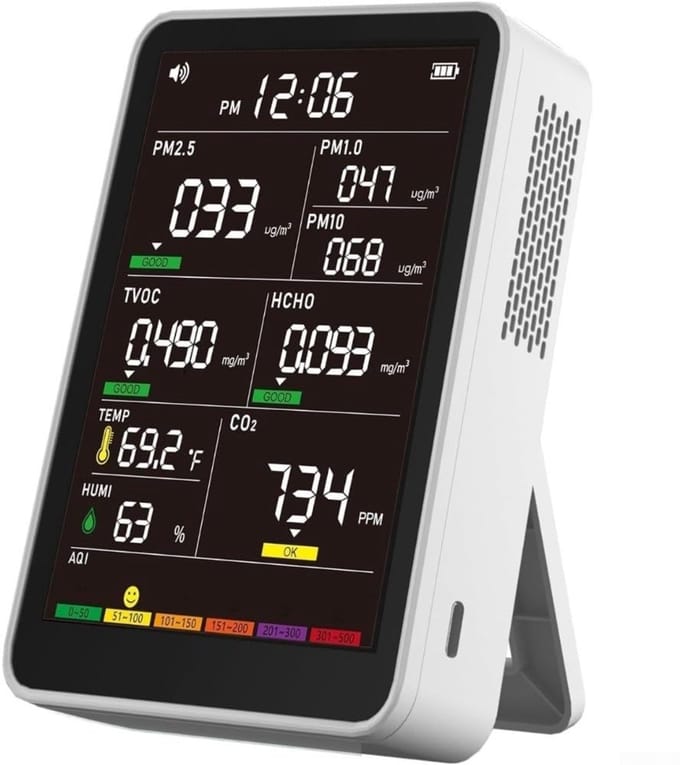 Luchtkwaliteit Monitor - Stofmeter CO2 Meter - Binnen Lucht Meten - Multi Sensor Technologie
