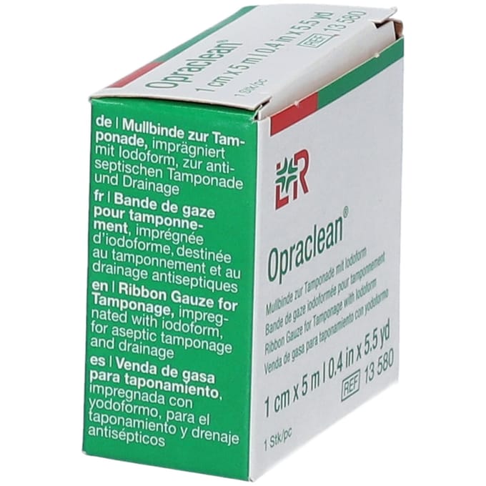 Clauden / Opraclean Lohman en Rauser - 100 % Katoen (gaas), geïmpregneerd met jodoform - Wondreiniging diepe wonden en wondholtes
