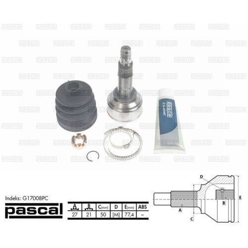 Homokineet reparatie set, aandrijfas PASCAL G17008PC